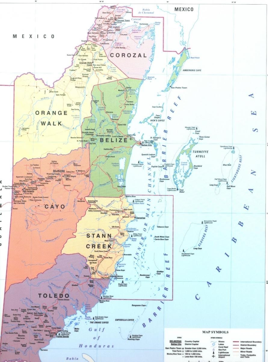 Mapa Belize auzoan