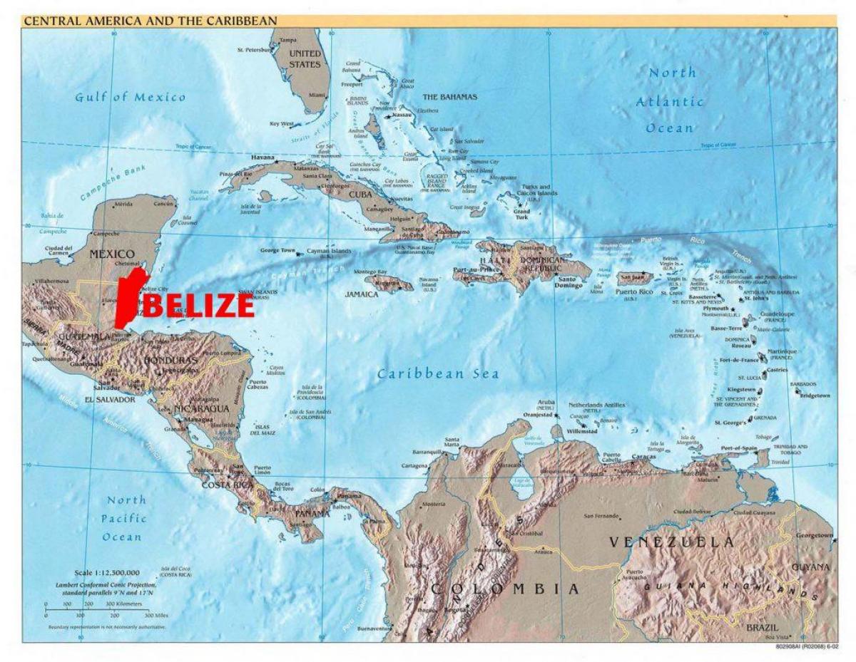 Mapa Belize erdialdeko amerikan