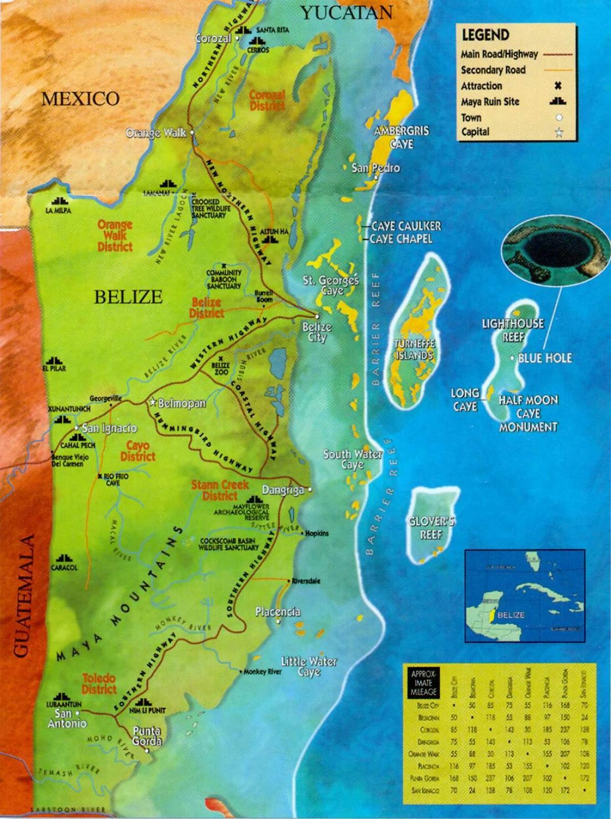 Belize hondakinak mapa