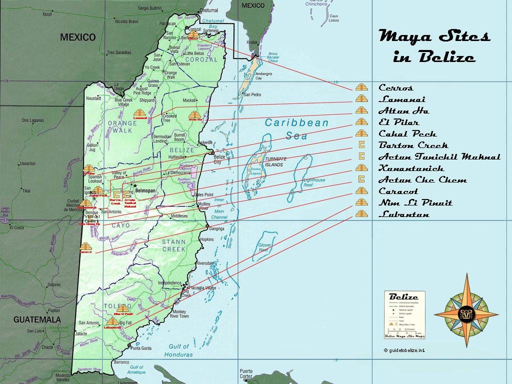 Mapa Belize piramideak