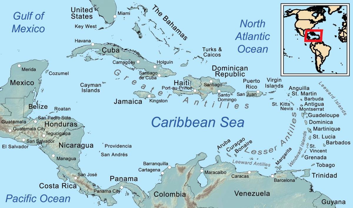 mapa Belize eta inguruko uharte