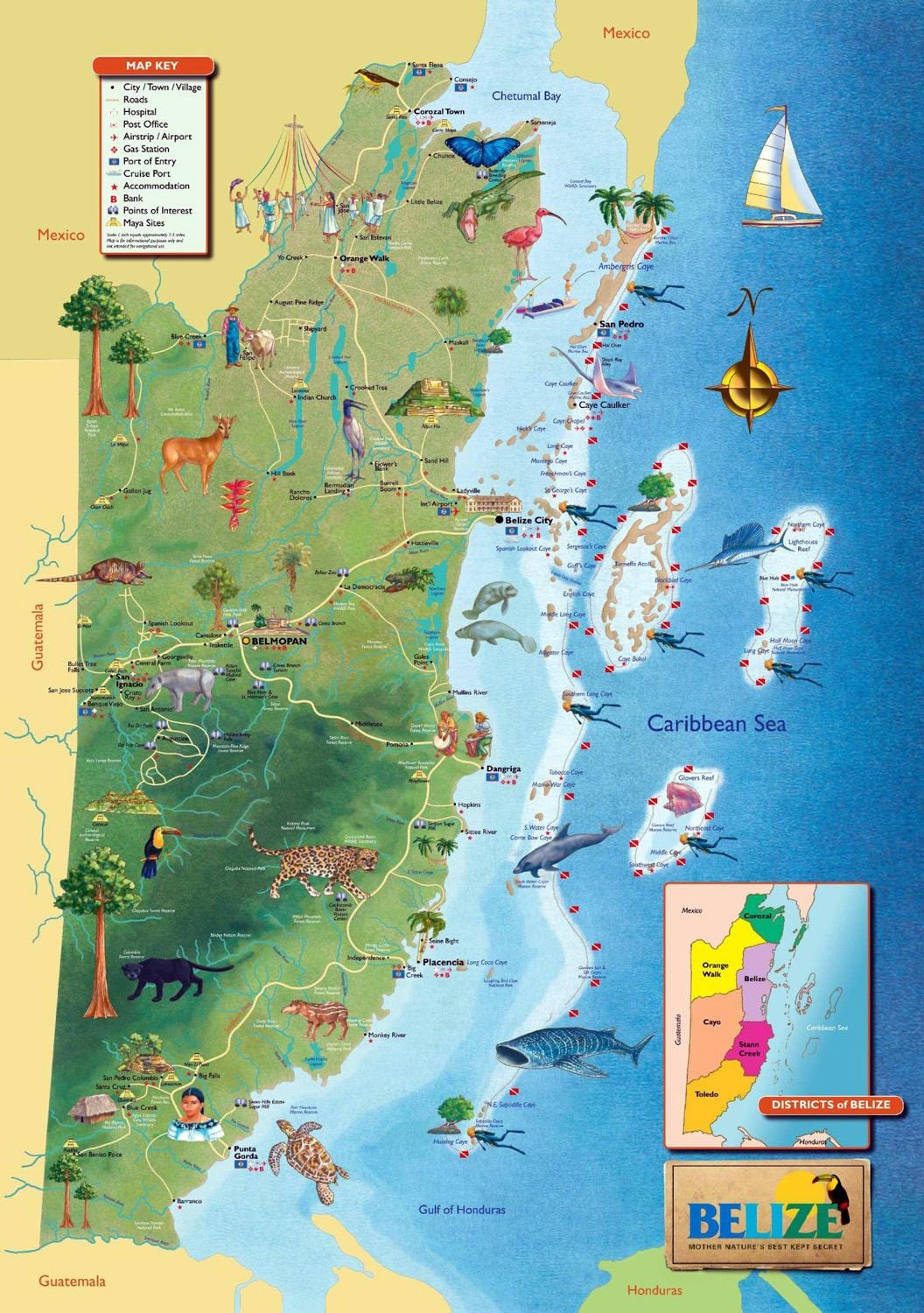 Mapa Belize ur-jauziak 