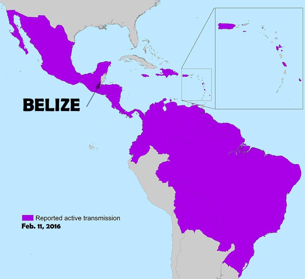 Mapa Belize zika