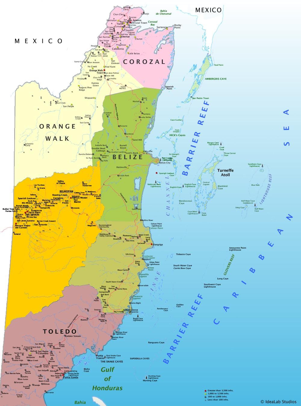 Mapa Belize batera herri