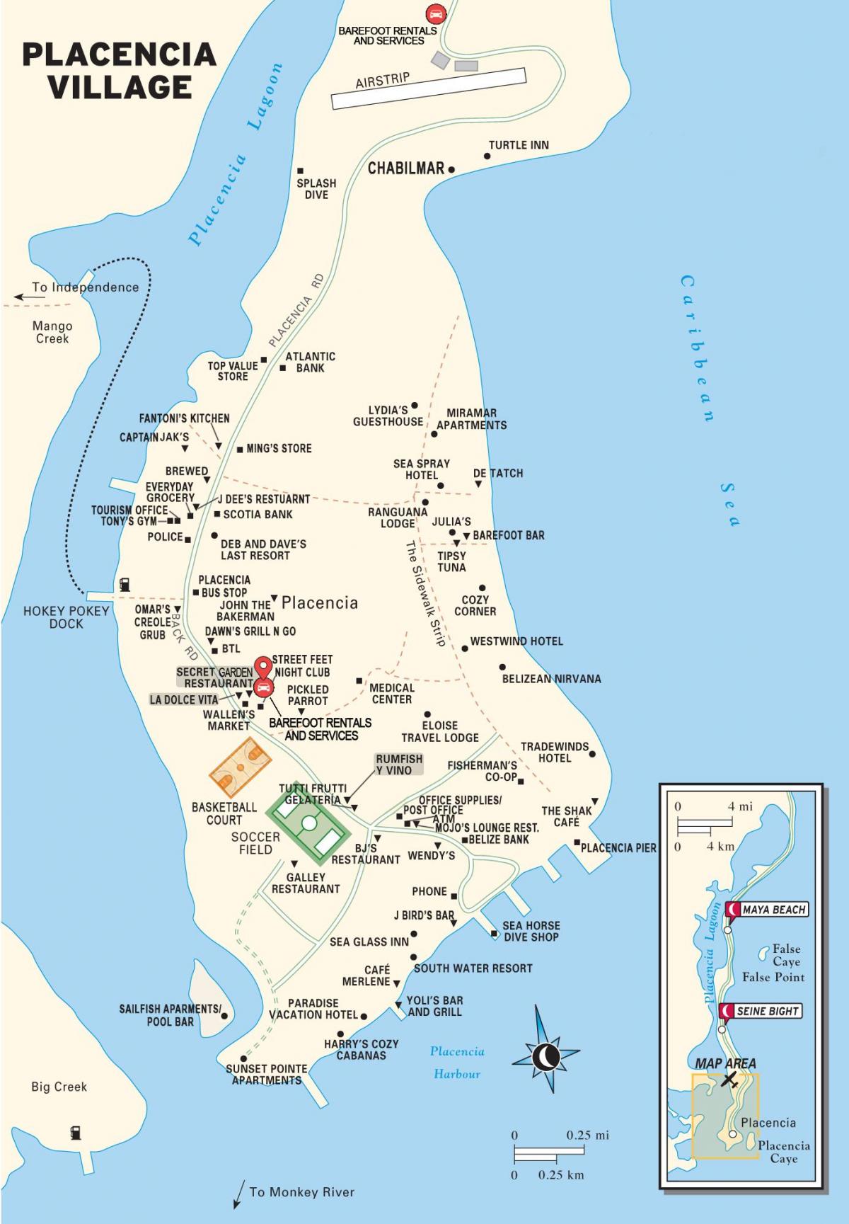 mapa placencia herri Belize