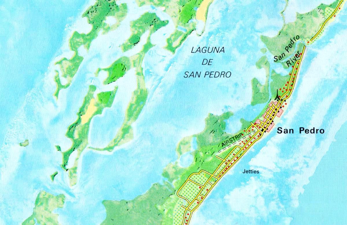 san pedro Belize kale-mapa