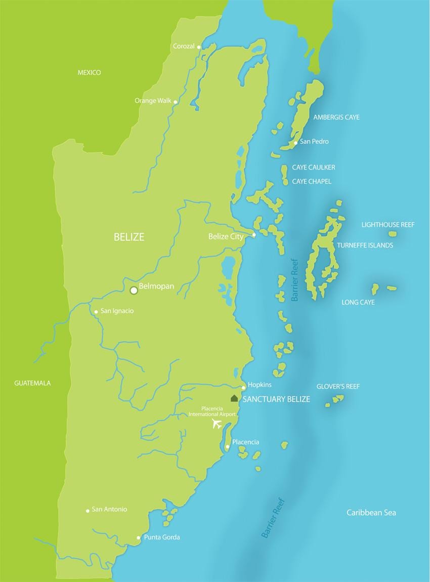 Mapa santutegia Belize