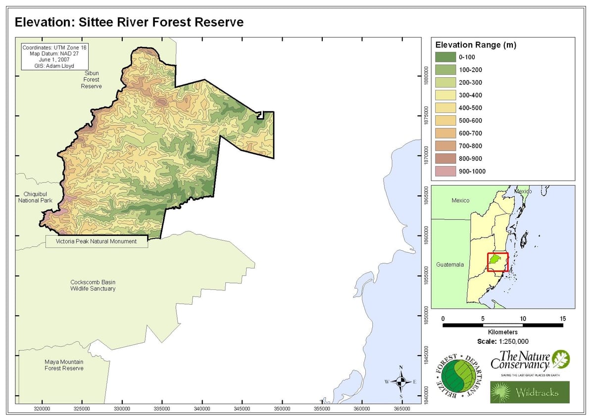 Mapa sittee ibaiaren Belize