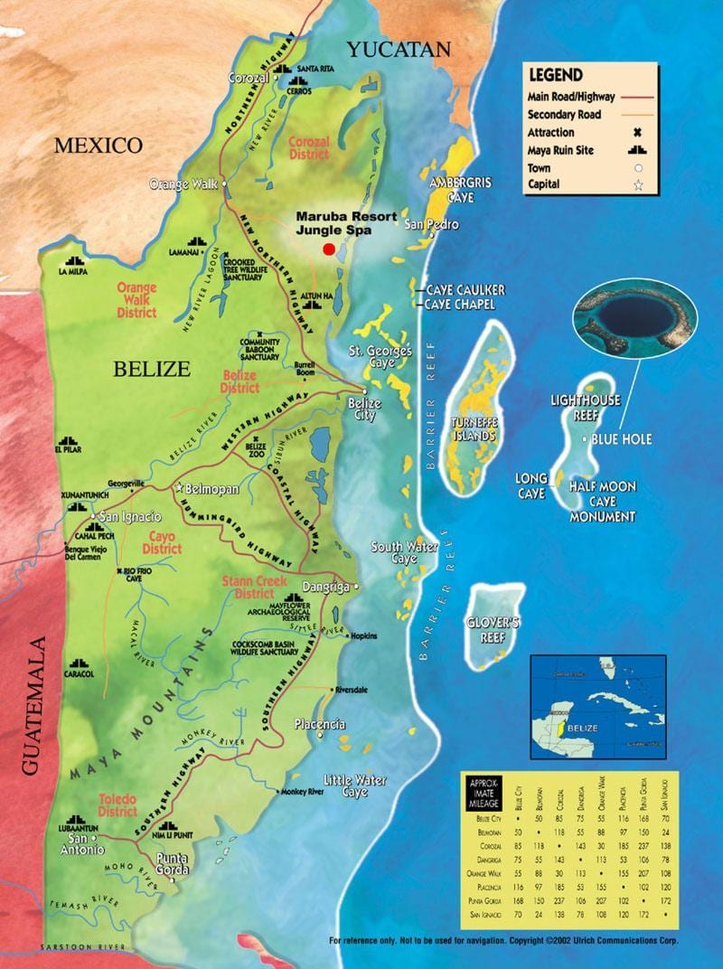 Mapa tabako caye Belize