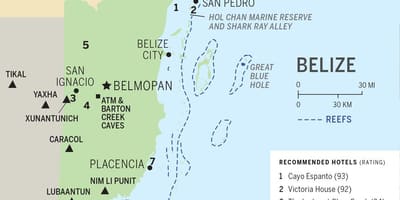 Mapa Belize hondartzak