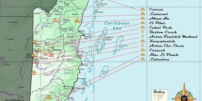 Mapa Belize piramideak