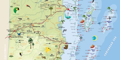 Belize turismo-erakargarri mapa