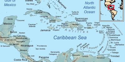 Mapa Belize eta inguruko uharte