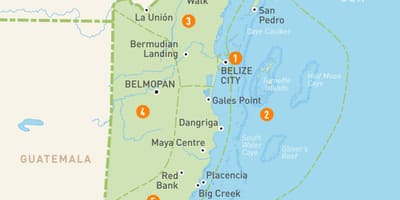 Mapa Belize eta inguruko herrialdeetan