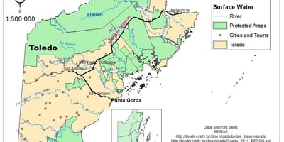 Mapa toledo auzoan Belize